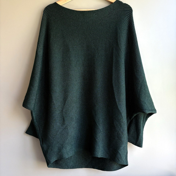 PHILOSOPHY Plus Sz 1X Knit Sweater Metallic Green Boatneck Dolman Sleeve Holiday - Picture 3 of 13
